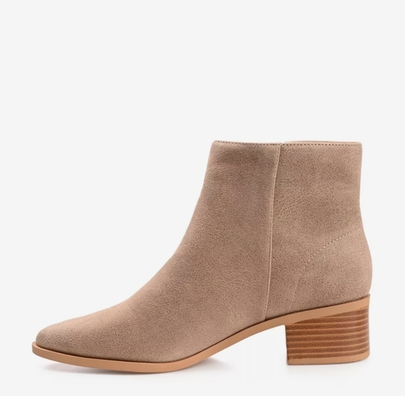 JOURNEE COLLECTION Womens Taupe Comfort Sadiya Pointed Toe Block Heel Booties - Picture 3 of 9